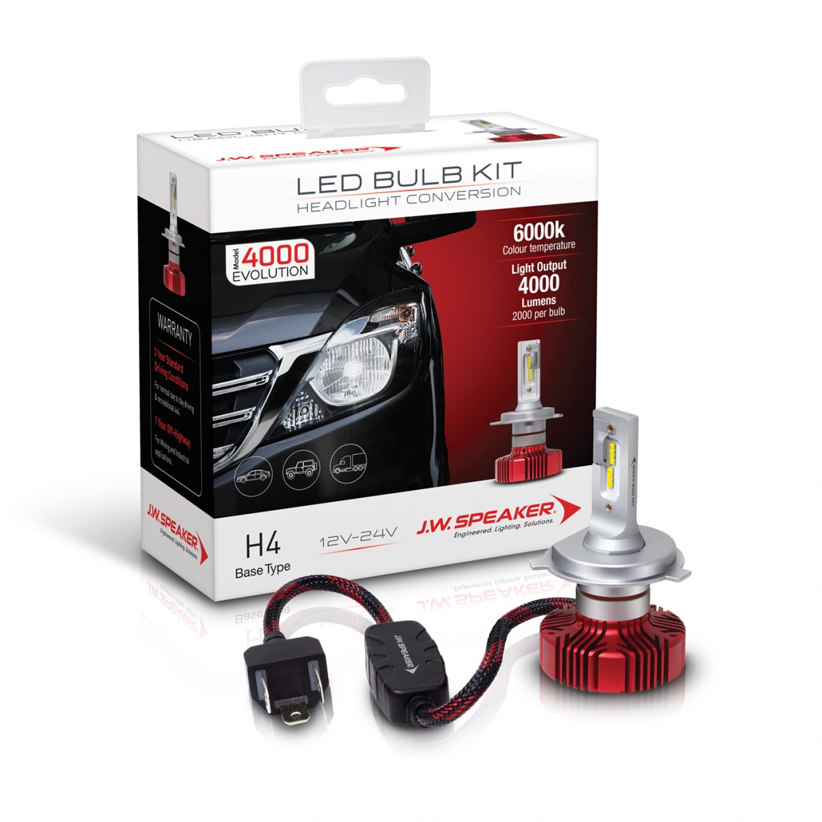 JW Speaker 12/24V LED Bulb Kit 6000K H4 JMG Auto Electrical